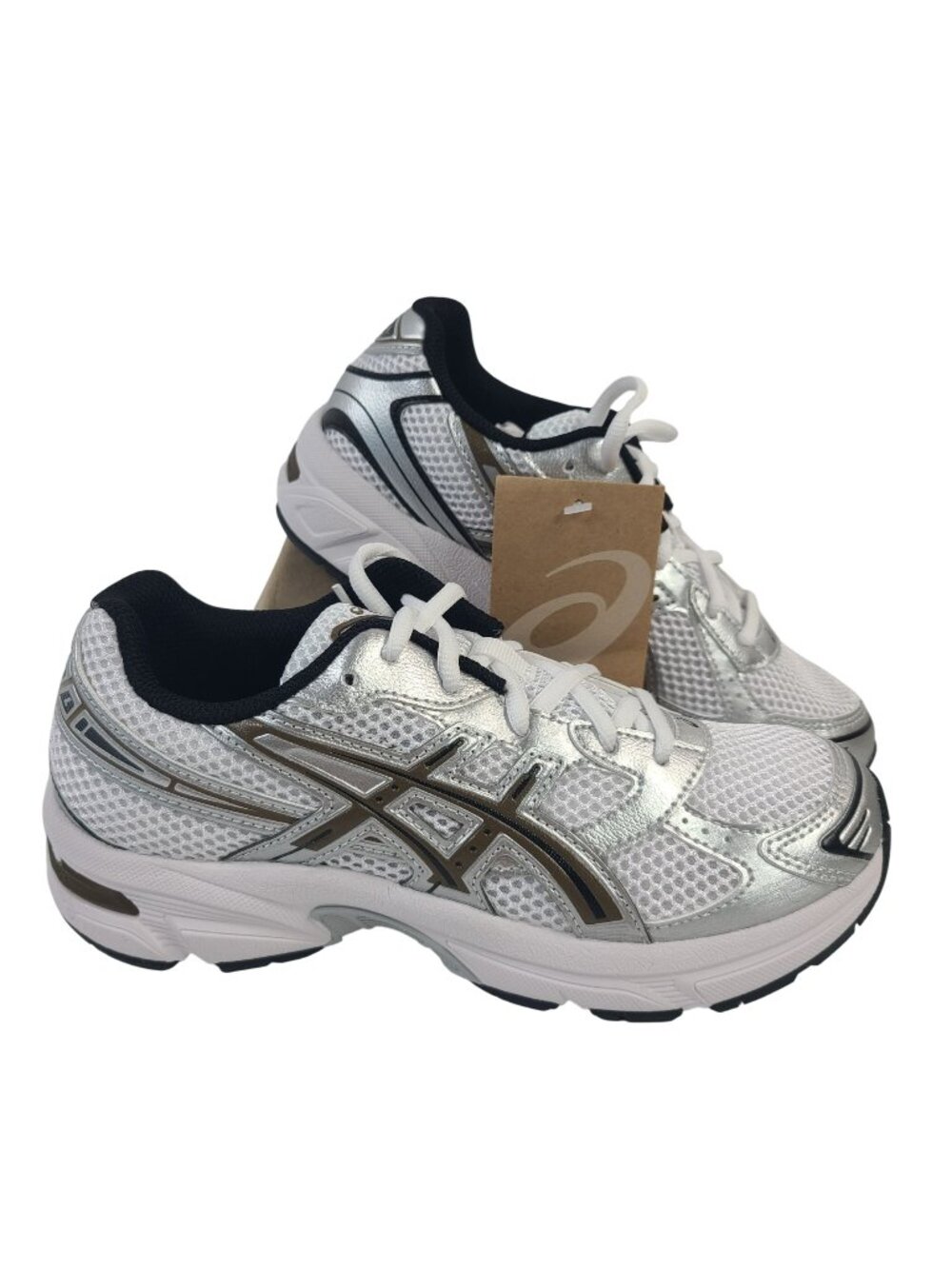 NEW Asics Gel-1130 GS Kids Running Shoes White Silver Sneakers Sz 4.5